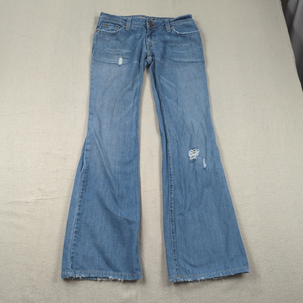 Vintage American Eagle Jeans Womens 0 Blue Boyfriend Wideleg Boot Cut Distressed